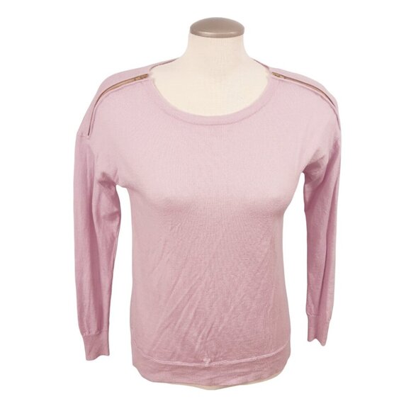 J Crew Merino Wool Sweater Womens Small Zip Shoulder Sweater Pastel Lilac Purple - Picture 1 of 7